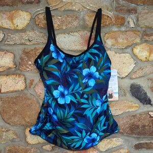 Dream Shaper By Miracle Suit Blue Floral Tankini Top